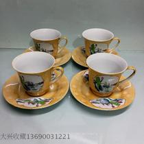 Daxing collection in the Seventies and Eighties Chaozhou old Fengxi inventory old factory goods long kiln old porcelain tide color Cup plate 4 sets