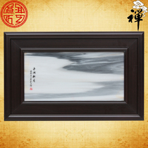 Natural marble painting Pine Lake Autumn Moon hanging screen landscape painting Chinese style book house Home Office Living Room Screen