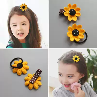 Cute Korean version of Super fairy children hairclip leather band girl princess baby girl sunflower flower headgear hair accessories