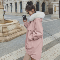 Parker cotton clothing womens long small winter 2020 new student velvet thickened pink quilted jacket tide