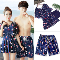 Couple Swimsuit Women 2020 New Korean Sexy One-piece Swimsuit Men's Beach Pants Set Waterpark