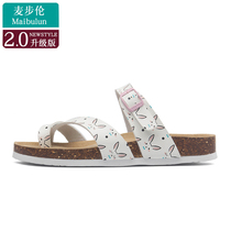 Maibu Lun Flat Cork Slipper Toe sandals Men and Women with Outdoor Elevated Lazy Large Size Summer ins Tide