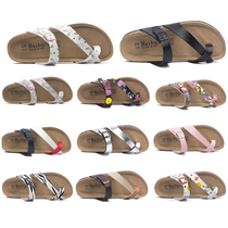 Maibu Lun summer flat-bottomed non-slip Cork slippers for men and women with the same beach wear home ins pin toe