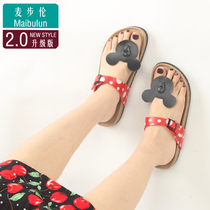 McBulun flat Cork slippers cartoon Mickey rabbit padded cute foreign men and women drag beach increase ins