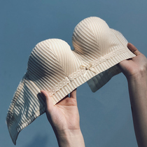 Strapless underwear womens non-slip small wrap chest gathered without steel rim adjustment thin invisible bra patch dress bra