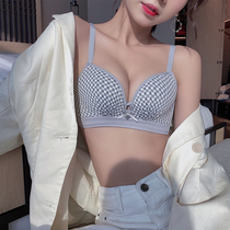 Underwear womens small chest gathered non-rimmed upper support anti-sagging adjustment bra underwear set 18-24 years old