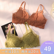 White underwear womens small breasts gathered without steel rings to close the breasts adjust the upper bracket lace bra summer bra thin section