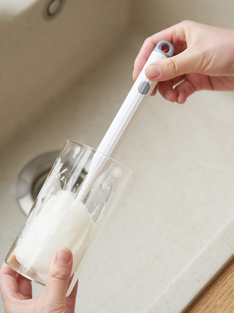 沐月 长柄杯刷家用 无死角洗杯子神器奶瓶去茶渍海绵刷子便携