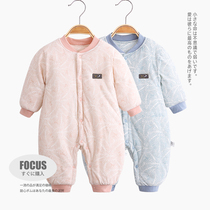 Autumn and winter newborn clothes baby jumpsuit newborn baby ha clothing color cotton autumn and winter warm cotton cotton coat