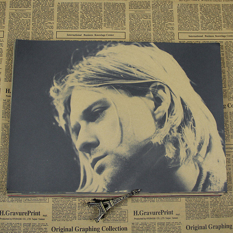 nirvana 涅盘科特柯本 kurt cobain 牛皮纸复古摇滚老乐队海报画