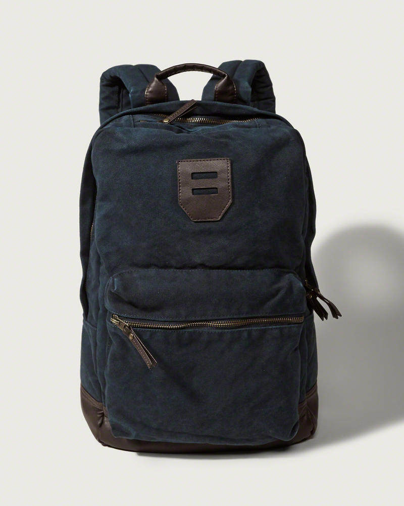 美国abercrombie fitch 中性af旅行双肩包电脑包书包牛仔布帆布_7折