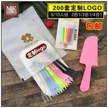 Cake tableware knife and fork set high-grade disposable birthday baking plate fork plate knife and fork plate combination 50 sets