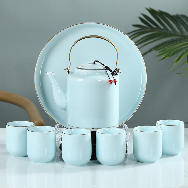 High - grade celadon jingdezhen ceramic tea set teapot teacup key-2 luxury kung fu suit household saucer consolidation