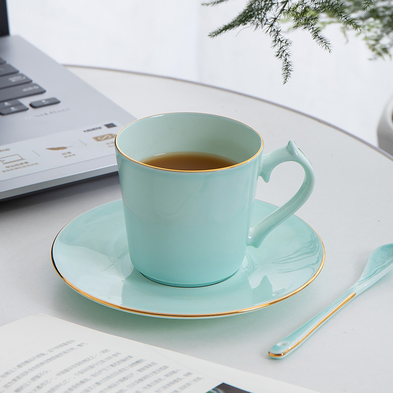 Ceramic coffee cup small European - style key-2 luxury celadon afternoon tea cup up phnom penh dish delicate spoon office coffee cup