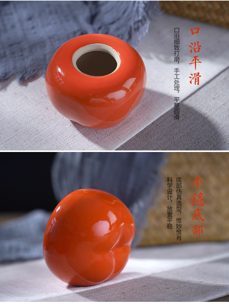 Creative persimmon ceramic tea pot and work small storage POTS of tea box of household ceramic seal tank storage tank