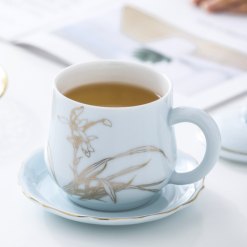 Jingdezhen ceramic cups with cover household glass office personal single cup tea cup fuels the coffee cup