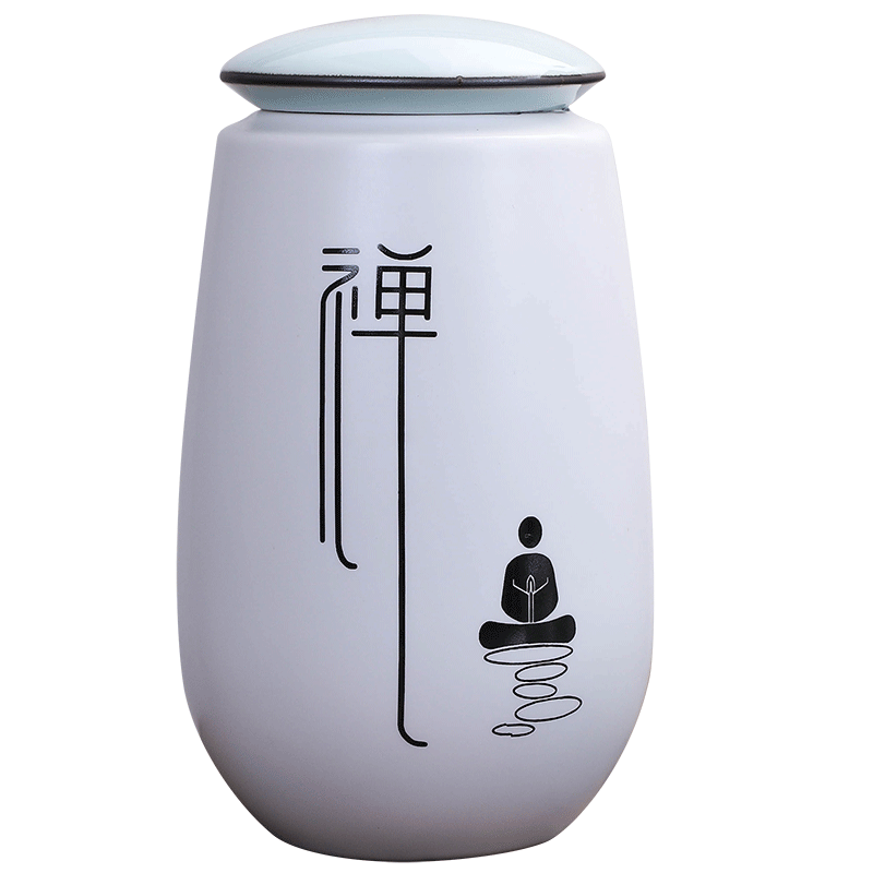 Jingdezhen ceramic caddy fixings general seal pot home small moistureproof receives half jins of contracted storage tanks
