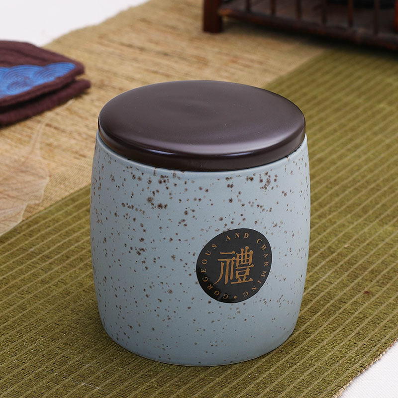 Jade butterfly jingdezhen ceramic caddy fixings general seal pot home small moistureproof receives two half jins of storage tanks