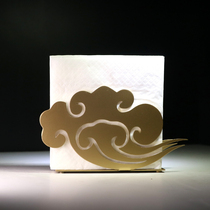 Golden stainless steel triangle creative hollow clouds Xiangyun ancient style tissue holder Western restaurant dining table vertical tissue holder
