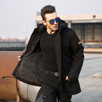 m65 military edition trench coat three-in-one hooded long sleeve coat men's winter thermal thickened mid-length cotton coat