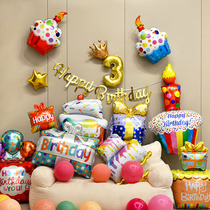 Three-Layer Cake Birthday Balloon Birthday Party Celebration Party Decoration Aluminum Film Balloon Back