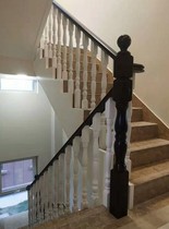 Suzhou Kunshan Changshu Rural Self-built Room Staircase Armrest Barrier Villa wooden escalator pedal General post