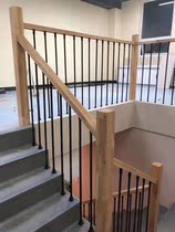 Modern minimalist log armrests for industrial wind stairs Armrest Columns Guardrails Wood Armrest Iron Suzhou Shanghai