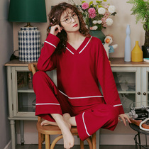 Pajamas womens spring and autumn season plus size long-sleeved cotton fat mm200 catty womens 2021 new spring suit