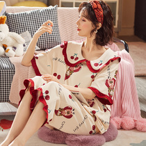 Plus size pajamas womens summer short-sleeved cotton fat mm200 pounds home clothes 2021 new loose large suit