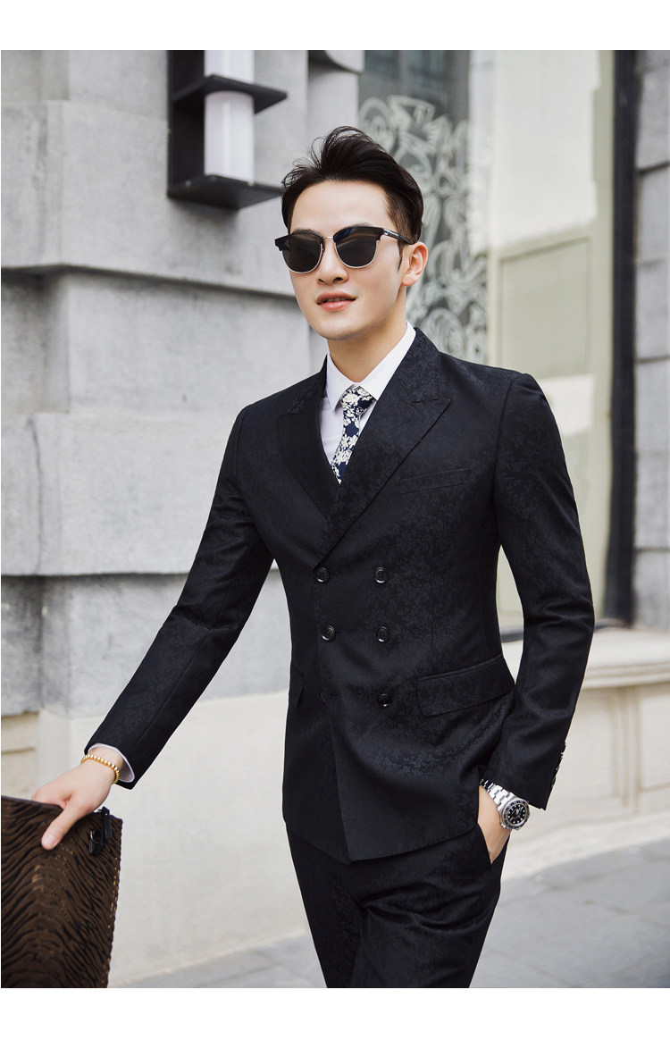 模特图(s-5xl)18秋季新款男士三排扣西服套装三件套6026p295 - 17网