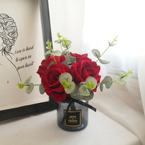 Simulation Bouquet Living-room Bedroom Dining Room Table Tea Table Hem Fake Floral Decoration Silk Flower Glass Plastic Fake Flower Flower Arrangement