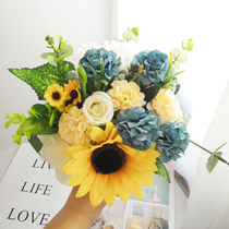 Nordic Emulation Flower Living Room Furnishing Table Surface Pendulum Flower Bouquet Plastic Bouquet Decoration Floral Kraft Paper Bag Hem Fake Flowers