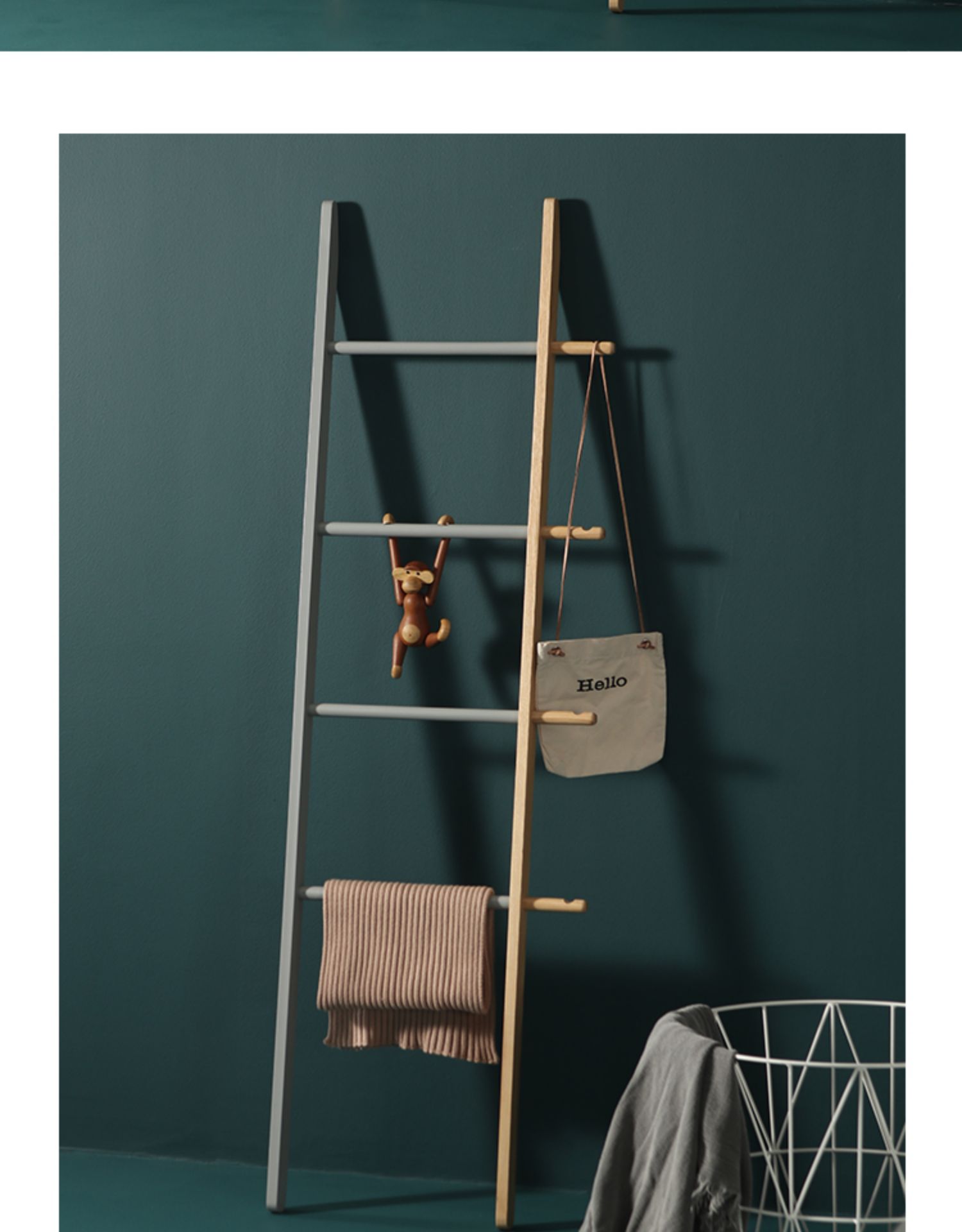 日式家用实木梯形挂衣架个性简约落地ins卧室靠墙简易衣帽架