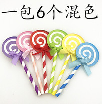 Childrens birthday cake baking card card party dessert table layout lollipop shape card card flag 6