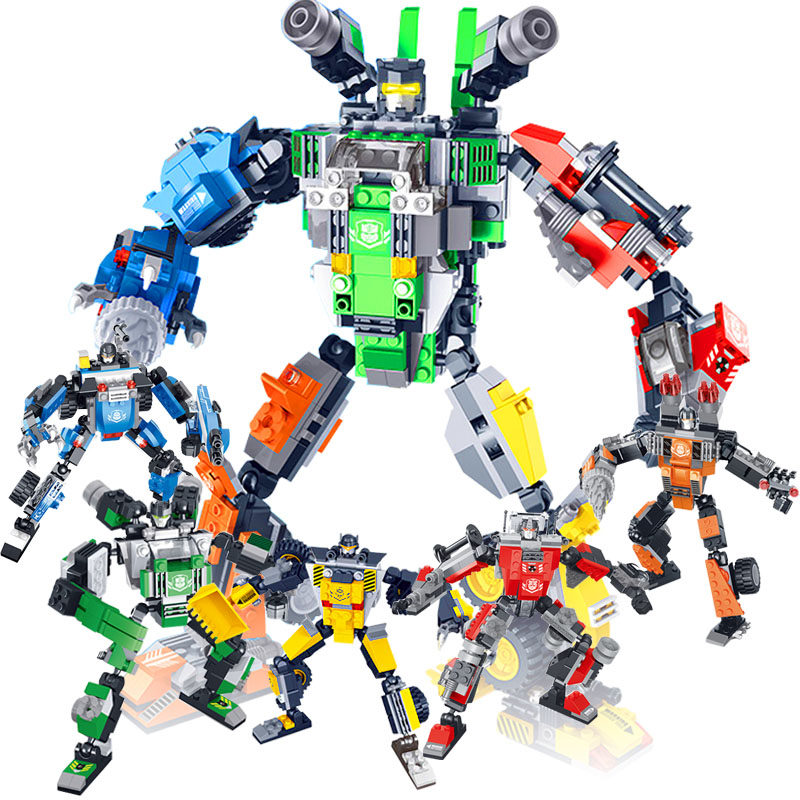 星钻积木正版全套3变积木战士机器人五合一81523电钻积木大力神