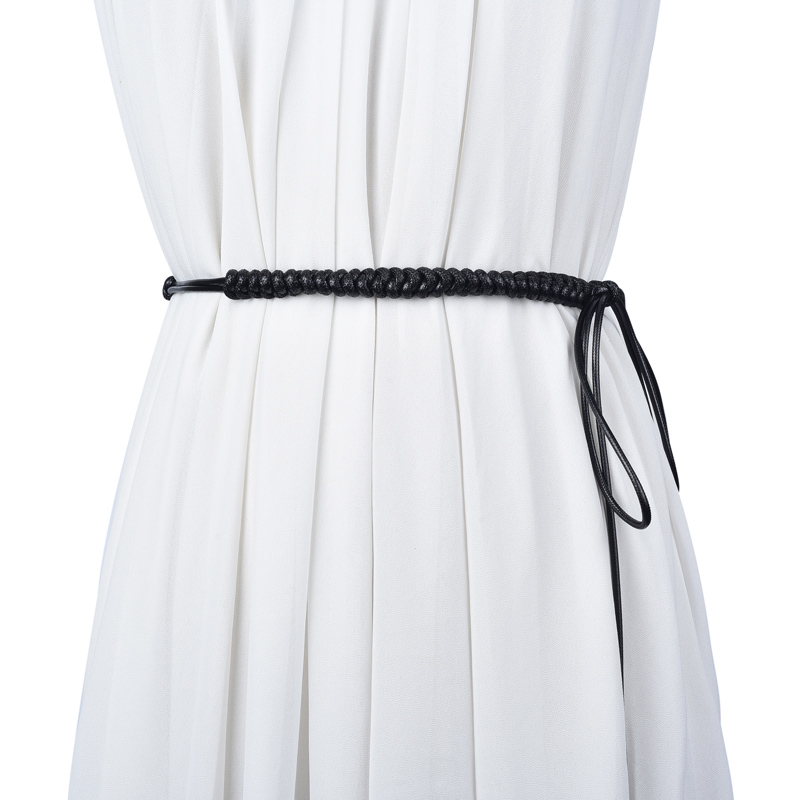 New Hand-Woven Wax Rope Knotted Belt Anti-Allergy Waist Chain Women‘s Thin Belt Versatile Dress Waist Decorations