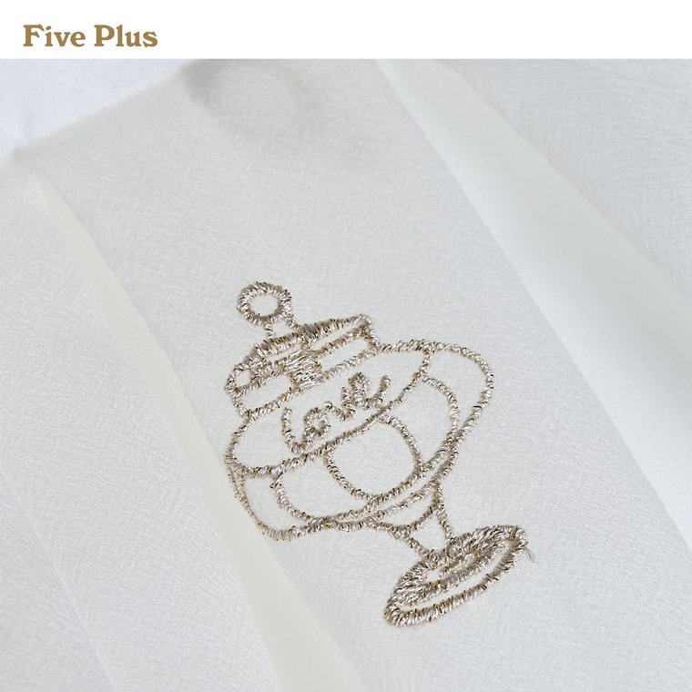 Five Plus2015新女秋装气质雪纺刺绣拼接短袖连衣裙2YL3080530