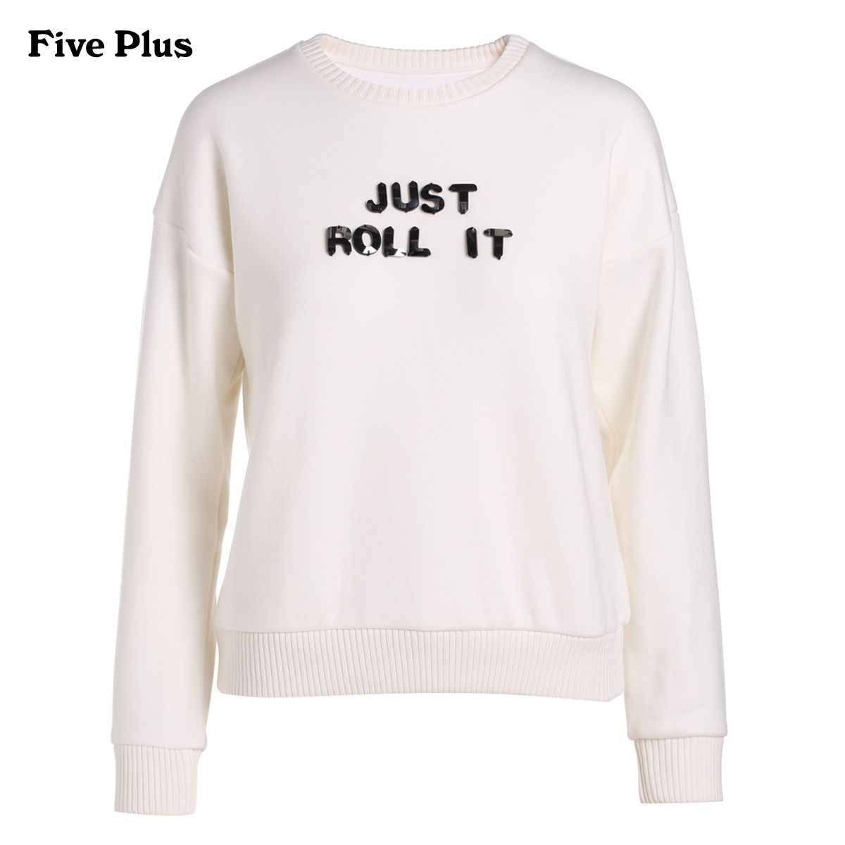 Five Plus新女冬装休闲字母图案卫衣款圆领宽松长袖T恤2YM4023820产品展示图1