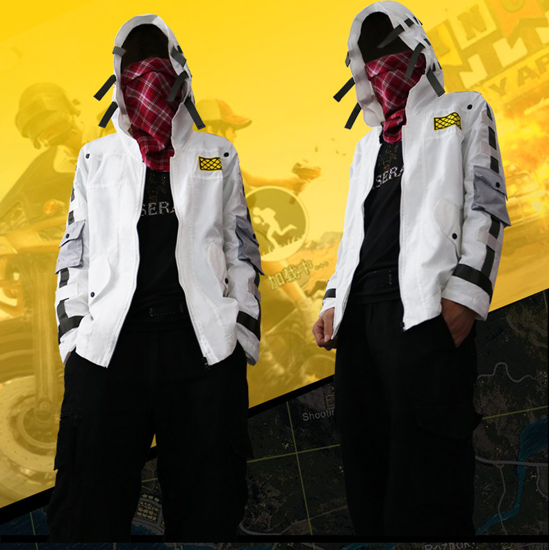 漫衣尚绝地求生衣服吃鸡服黑色白色连帽外套夹克cosplay服装男