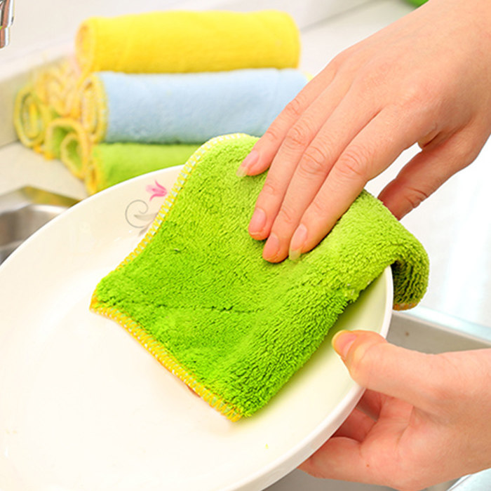 家用厨房细纤维双面加厚吸水不掉毛不沾油抹布洗碗巾洗碗布清洁巾