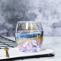 Colorful glass rainbow snow landscape cup Colorful transparent little fairy cup Japanese wind ins Mount Fuji glass