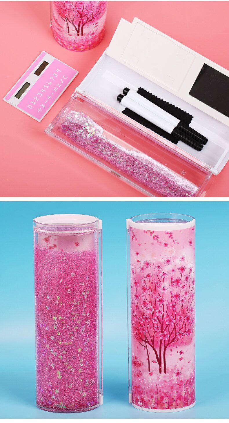 抖音流沙铅笔盒网红文具盒男女小学生初中生多功能大容量简约笔袋_小