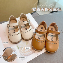 Fashion Han Edition Children Small Leather Shoes Fall 100 Lap Princess Shoes Girl Shoes Girl Single Shoes Foreign Air Flat Soft Bottom Baby Bean Bean Shoes