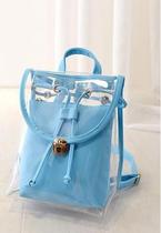 Korean version fashion transparent backpack beach bag womens new travel leisure jelly small backpack tide candy color bag
