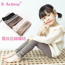 Girls leggings spring and autumn trousers thick pantyhose lace lace childrens pants foreign Winter childrens clothing