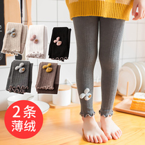 Girls qiu dong kuan thick leggings zhong da tong children warm pants outer wear thin cashmere baby nine Siamese tights