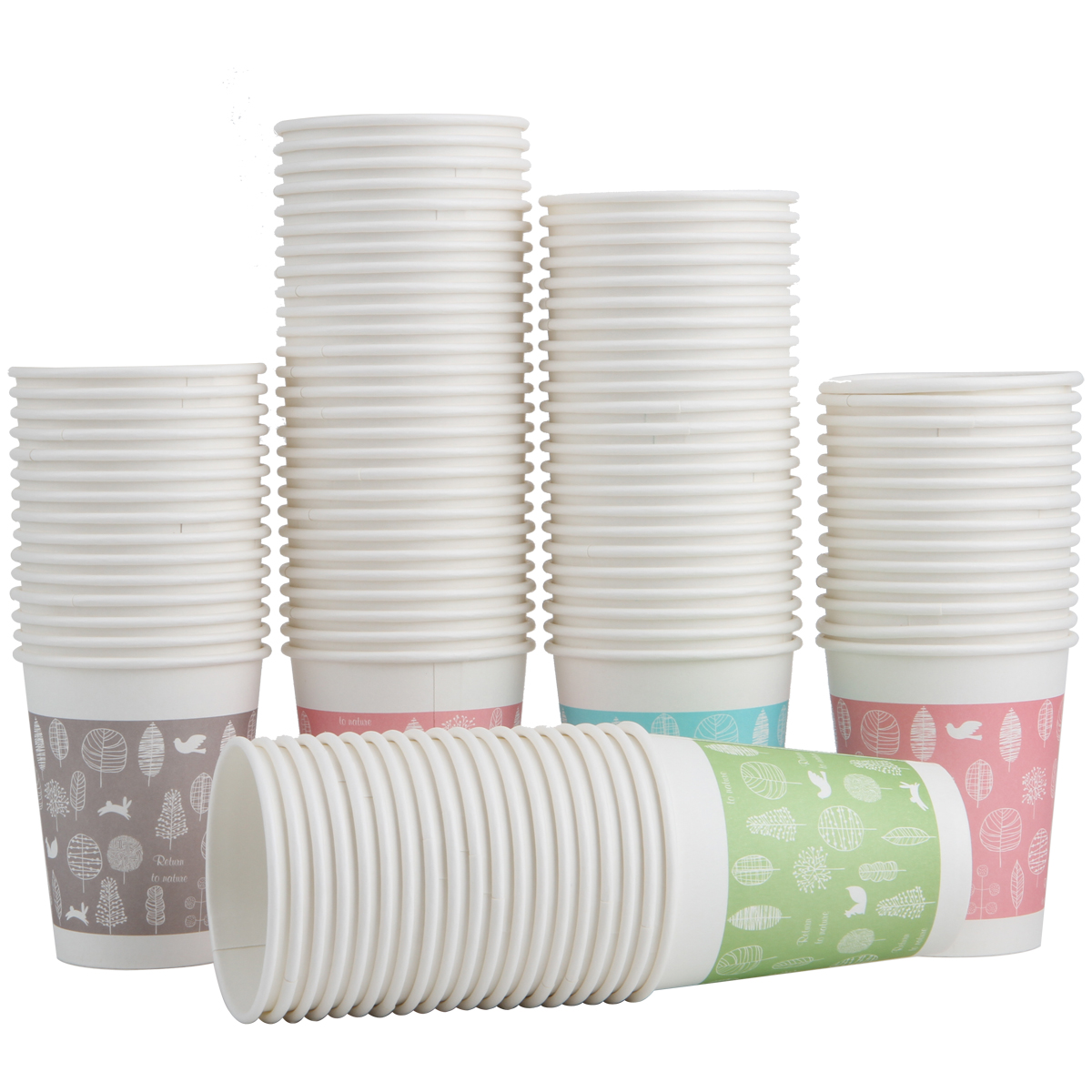 Deli 9563 thickened paper cup 100 only disposable paper cup 250ml not easy to change drink water disposable paper cup household paper cup durable paper cup office cup