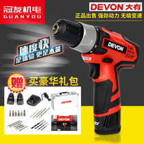 DEVON Big size 12V rechargeable drill Power tool screwdriver Lithium pistol drill multifunctional household screwdriver