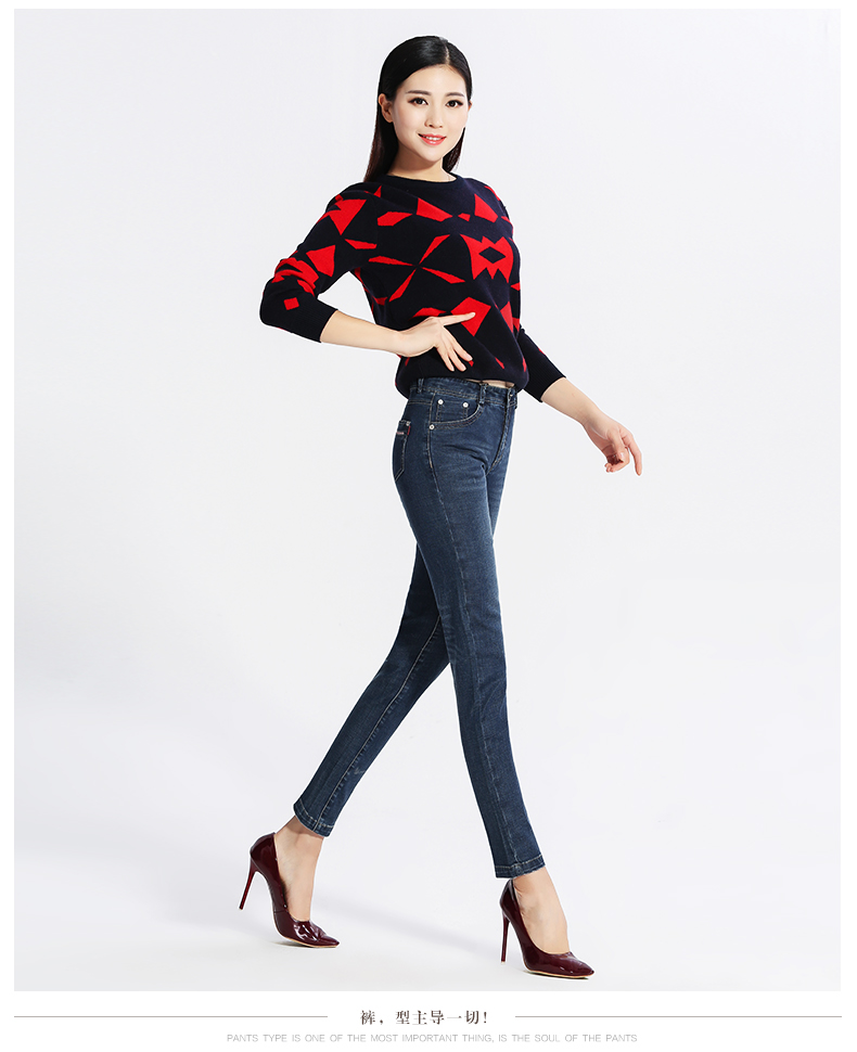 新款 韩版休闲微弹水洗做旧女牛仔裤直筒裤长