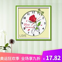 Cross stitch 2021 new thread embroidery living room bedroom own embroidery handmade rose love small wall clock simple embroidery small piece